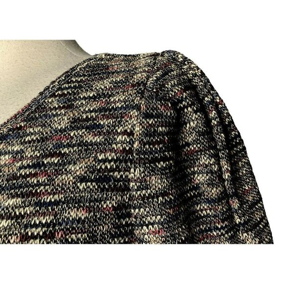 Madewell Multicolor Cropped Tweed Sweater Sz L Pullover Pleated Shoulder NEW - Picture 3 of 5